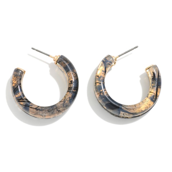 Marbled Resin Drop Hoop Earrings

- Approximately 1" L
