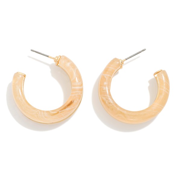 Marbled Resin Drop Hoop Earrings

- Approximately 1" L
