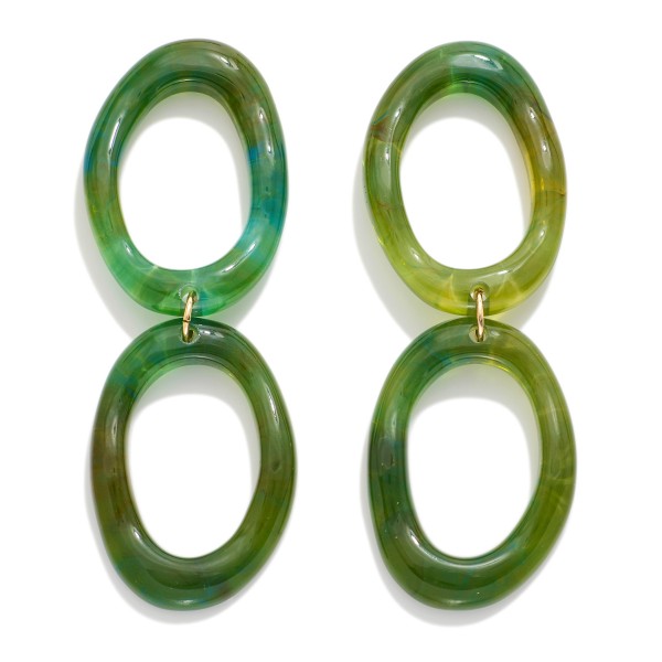 Acetate Chain Link Hollow Irregular Oval Post Drop Earrings 

- Approximately 3.5" L


