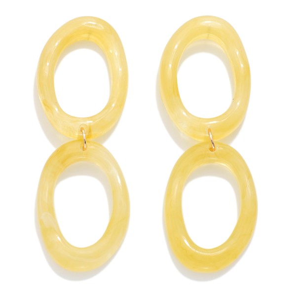 Acetate Chain Link Hollow Irregular Oval Post Drop Earrings 

- Approximately 3.5" L

