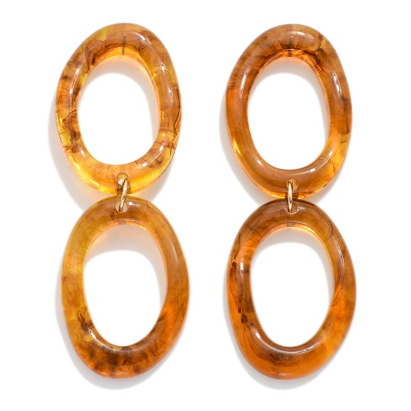 Acetate Chain Link Hollow Irregular Oval Post Drop Earrings 

- Approximately 3.5" L

