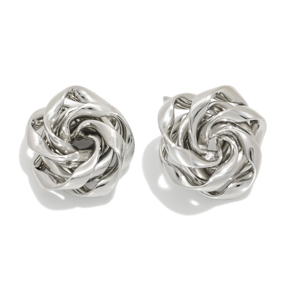 Metal Tone Big Knot Stud Earring 

- Approximately .75" L 