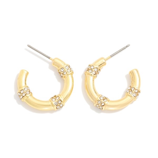 Hoop Drop Earrings Featuring Rhinestones 

- Approximately 1" L 