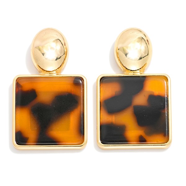 Marbled Acetate Squared Drop Earrings With Metal Tone Oval Post Drop 

- Approximately 1.5" L

