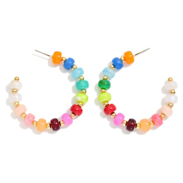 Candy Bead Beaded Hoop Earrings 

- Approximately 1.75" D
