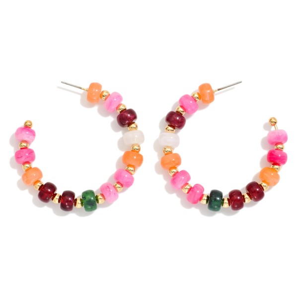 Candy Bead Beaded Hoop Earrings 
- Approximately 1.75" D