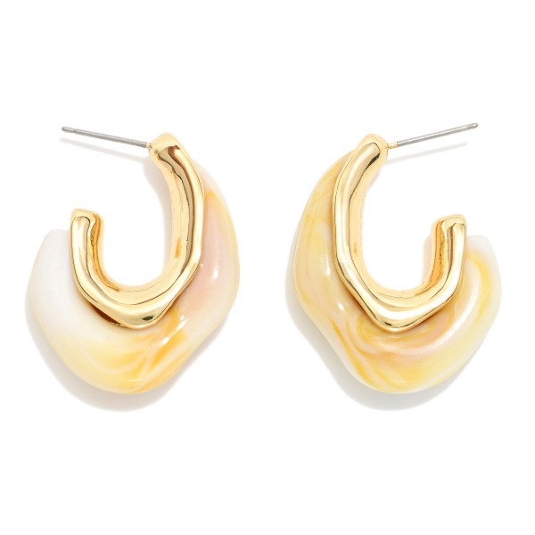 Marbled Acetate Irregular Hoop Earrings 

- Approximately 1" L