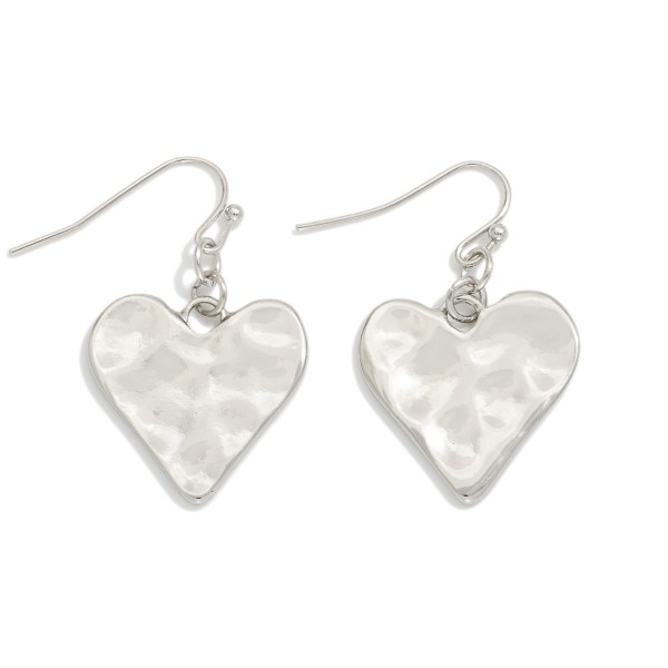 Hammered Metal Tone Heart Drop Earring 

- Approximately 1.75" L 