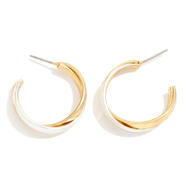 Metal Tone Layered Hoop Drop Earrings

- Approximately 1" D

