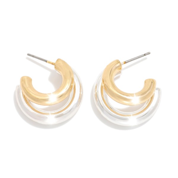 Two Tone Metal Layered Hoop Earrings

- Approximately .75" L 

