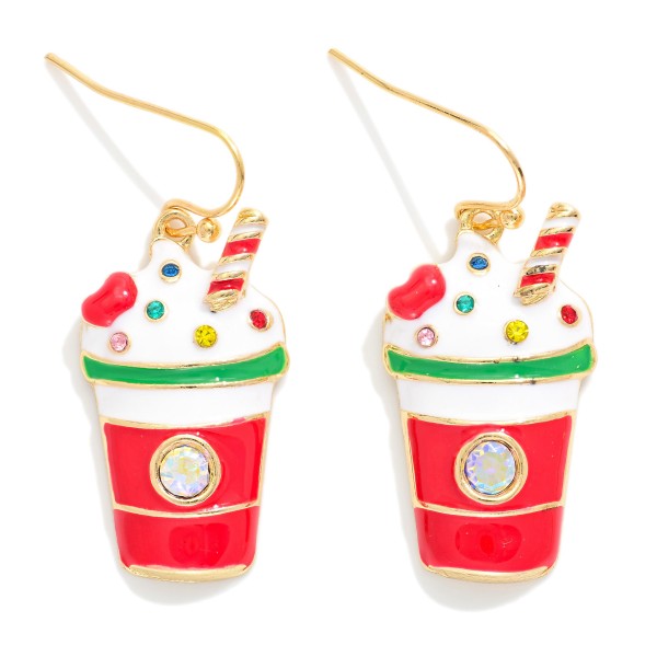 Enamel Christmas Drink Drop Earrings 

- Approximately 1.25" L