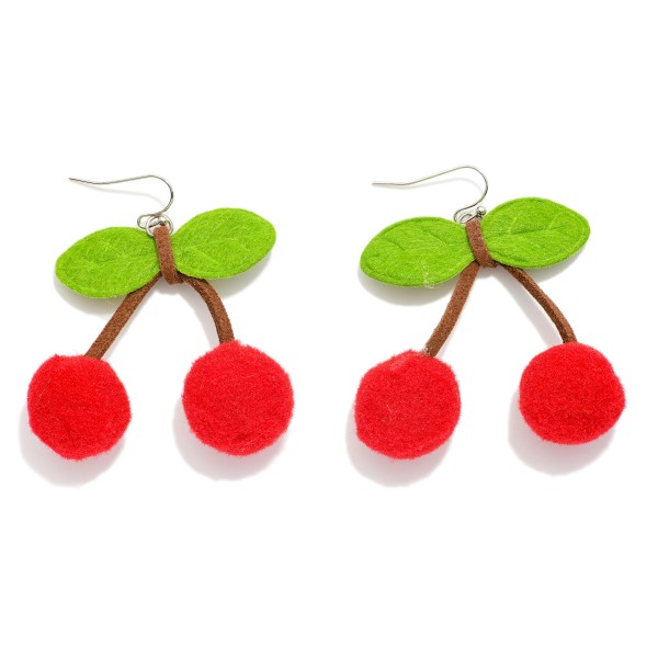 Felt Cherries Drop Earrings 

- Approximately 2.25" L