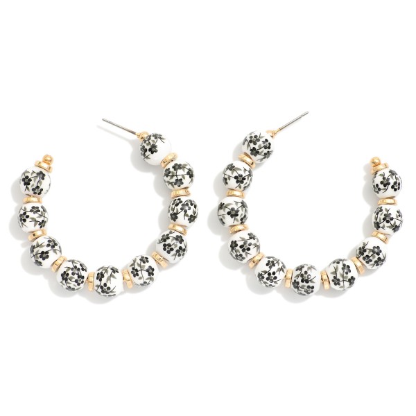 Chinoiserie Bead & Gold Disk Beaded Hoop Earrings 

Approximately 2" L 