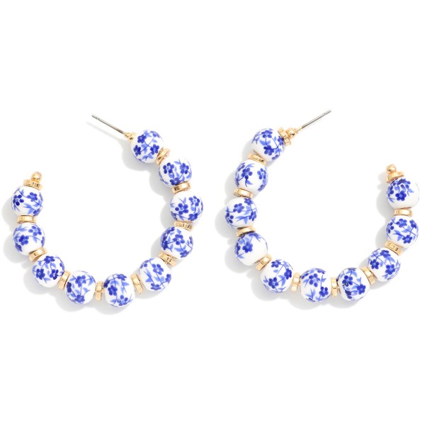 Chinoiserie Bead & Gold Disk Beaded Hoop Earrings 

Approximately 2" L 