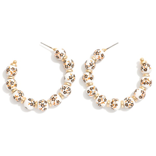 Chinoiserie Bead & Gold Disk Beaded Hoop Earrings 

Approximately 2" L 