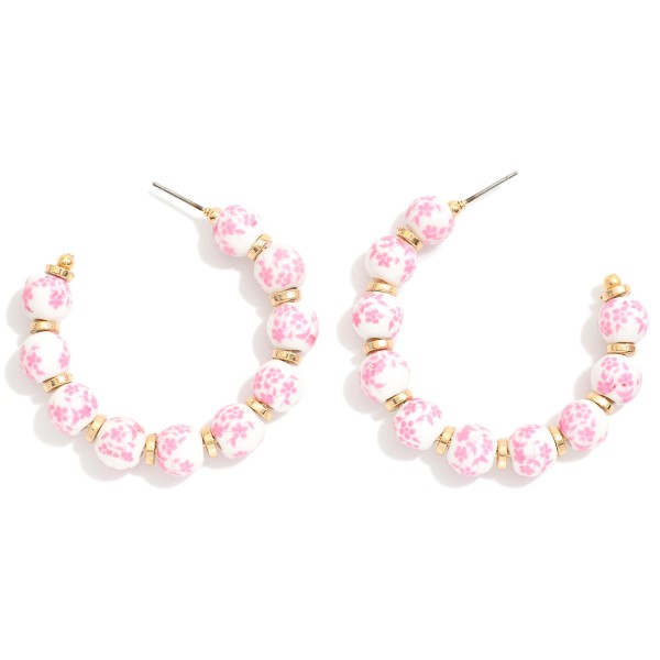 Chinoiserie Bead & Gold Disk Beaded Hoop Earrings 

Approximately 2" L 