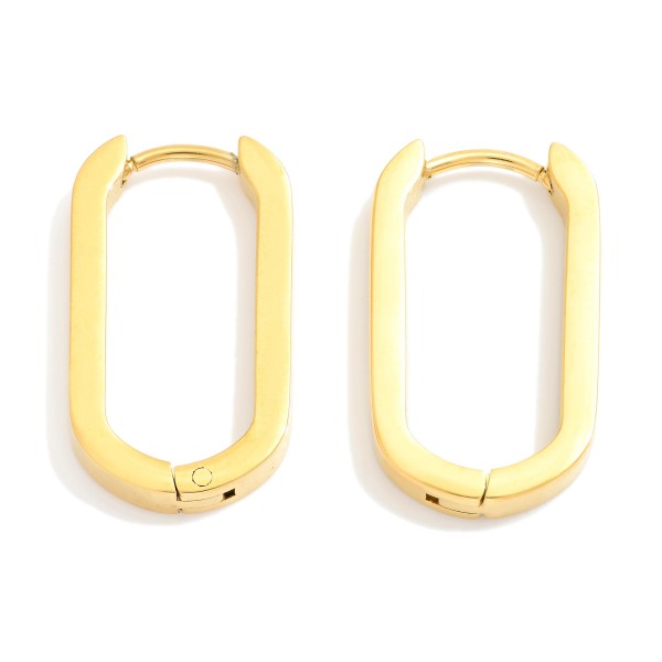 Metal Tone Oval Hinged Hoop Earrings 

- Stainless Steel
- Water Resistant
- Approximately 1" L
