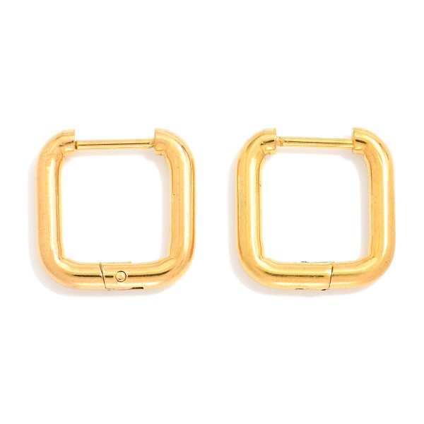 Wholesale metal Rounded Square Hinged Hoop Earrings Stainless Steel Water Resist