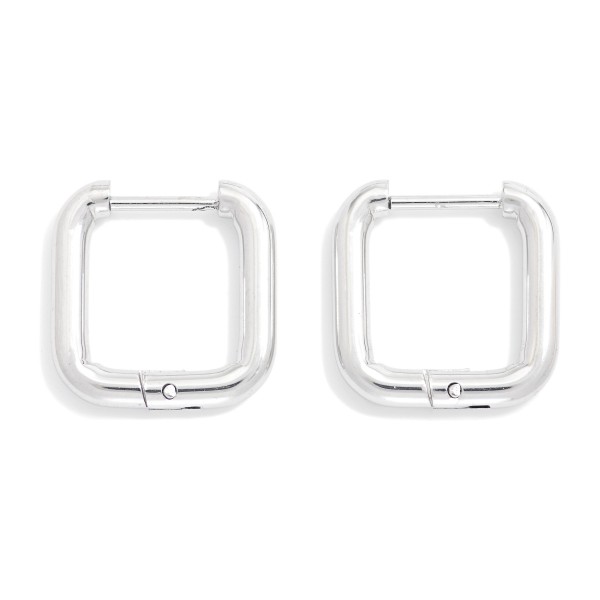 Wholesale metal Rounded Square Hinged Hoop Earrings Stainless Steel Water Resist