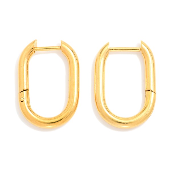 Metal Tone Hinged Oval Hoop Earrings 

- Stainless Steel
- Water Resistant
- Approximately .5" D