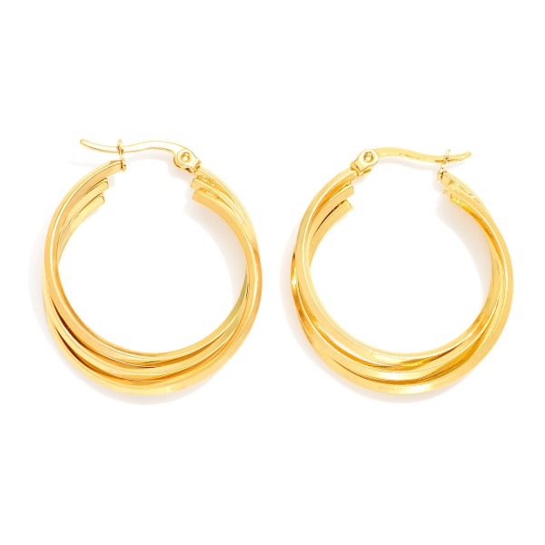 Wholesale intertwined Metal Hoop Earrings Stainless Steel Water Resistant D