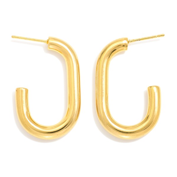 Wholesale long Oval Metal Hoop Earrings Stainless Steel Water Resistant L