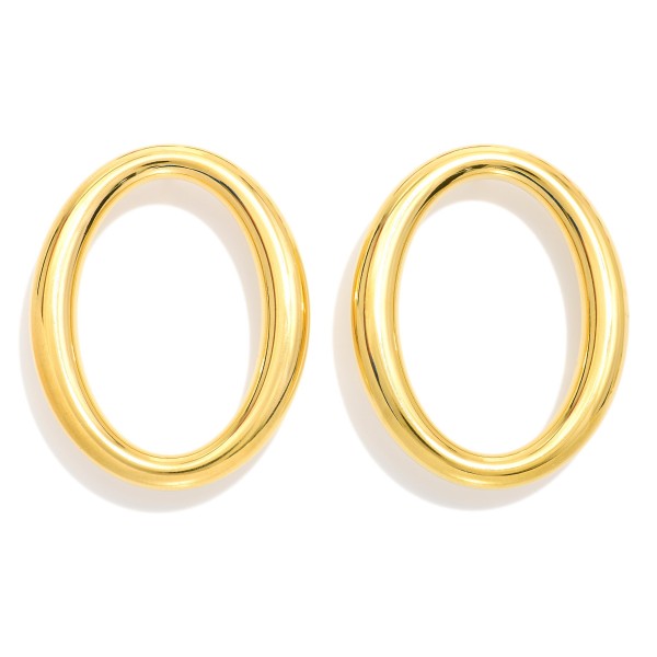  Metal Tone Oval Post Drop Earrings 

- Stainless Steel
- Water Resistant
- Approximately 1.55" L