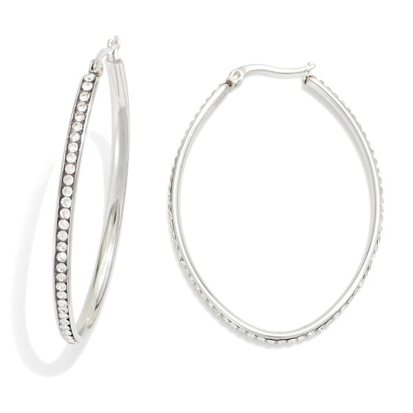 Rhinestone Studded Hoop Earrings 

- Approximately 1.75" D