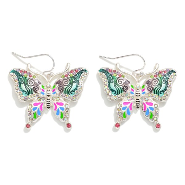 Painted Metal Butterfly Drop Earrings 

- Approximately 1.5" L