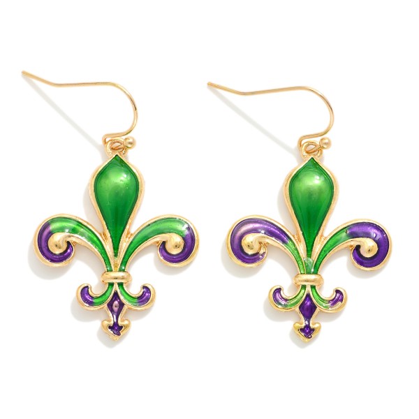 Enamel Fleur De Lis Drop Earrings 

- Approximately 1.25" L