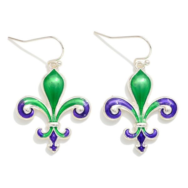 Enamel Fleur De Lis Drop Earrings 

- Approximately 1.25" L