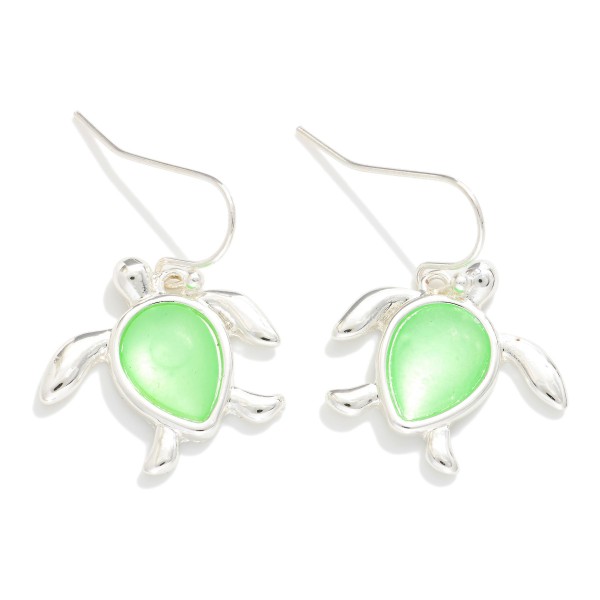 Acetate & Metal Turtle Drop Earrings 

- Approximately 1" L