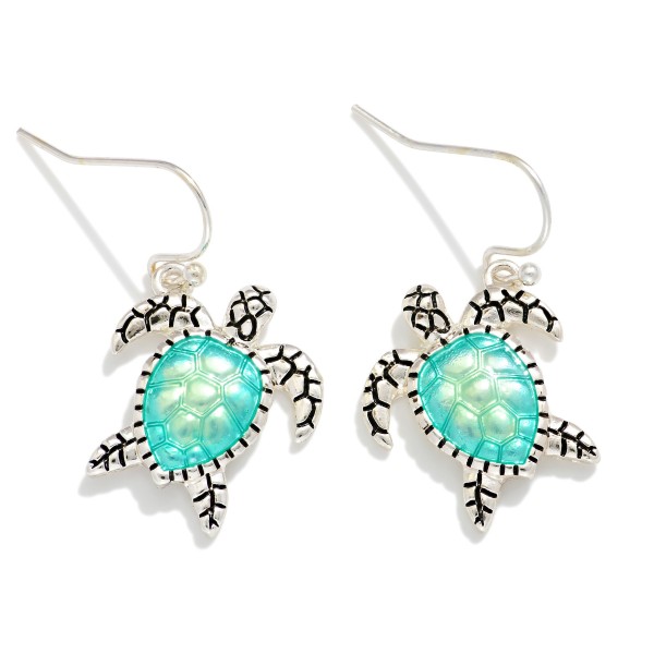Acetate & Metal Turtle Drop Earrings 

- Approximately .75" L
 