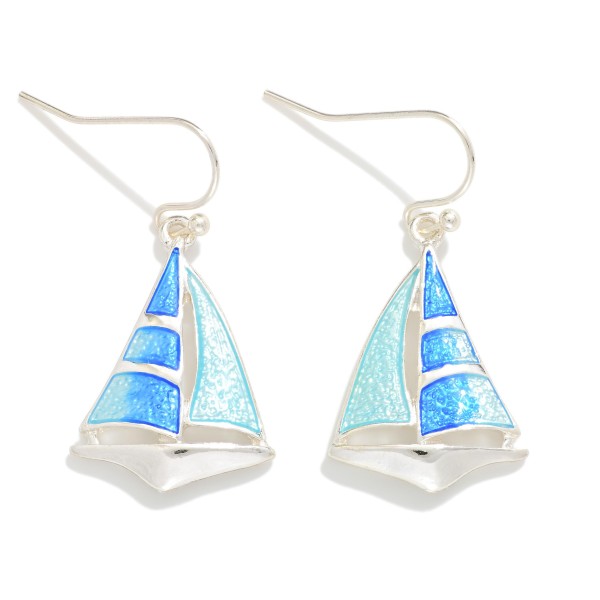 Acetate & Metal Sailboat Drop Earrings 

- Approximately 1" L