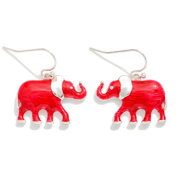 Enamel Elephants Drop Earrings 

- Approximately 1" L