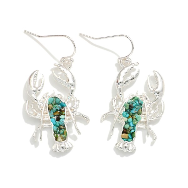 Metal Tone & Stone Lobster Drop Earrings 

- Approximately 1.25" L

