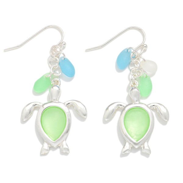Acetate & Metal Turtle Drop Earrings 

- Approximately 1" L
 