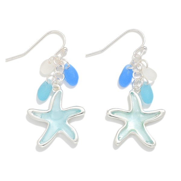 Linked Acetate Starfish & Stones Drop Earrings 

- Approximately 1" L