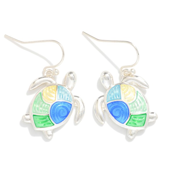 Acetate & Metal Turtle Drop Earrings 

- Approximately 1" L