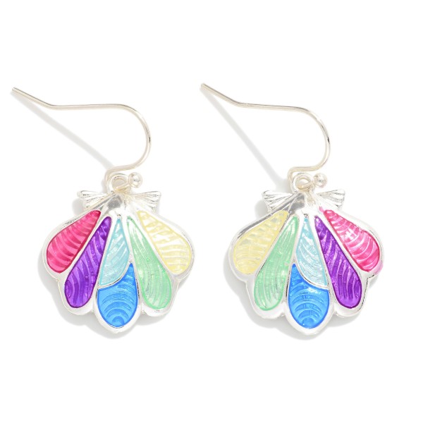 Acetate & Metal Shell Drop Earrings 

- Approximately 1" L