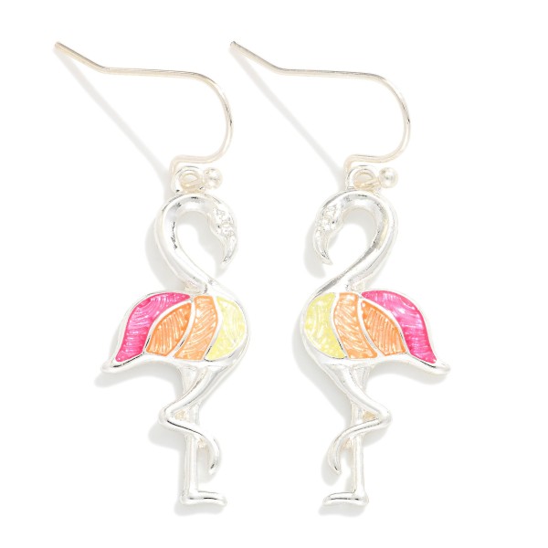 Acetate & Metal Flamingo Drop Earrings 

- Approximately 1.25" L