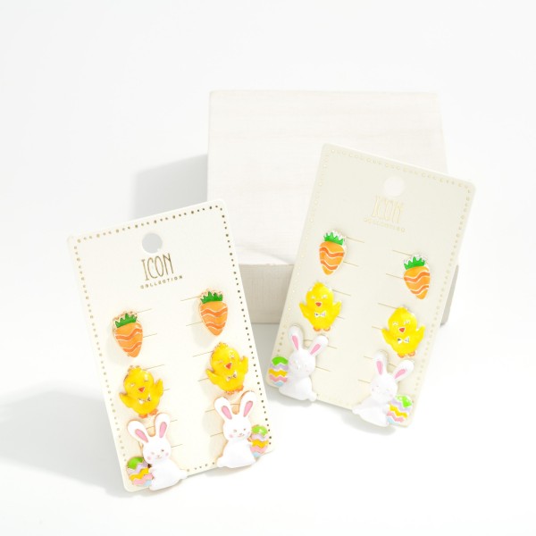 Set Of Three Enamel Easter Stud Earrings 

- Approximately .5"-.75" L