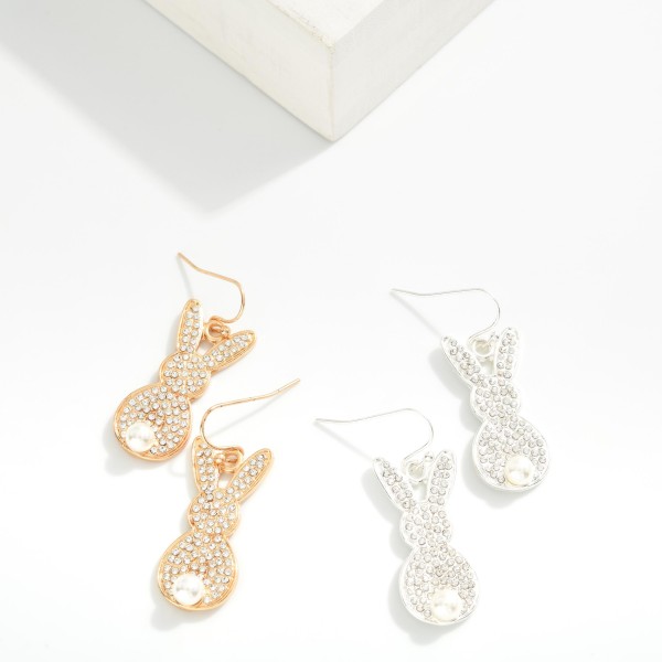 Pave Rhinestone Easter Bunny Drop Earrings 

- Approximately 1.75" L