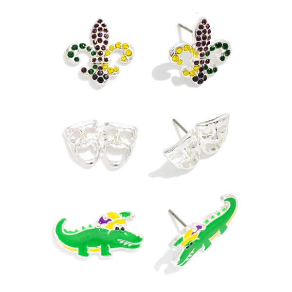 Set Of Three St. Patrick's Day Stud Earrings 

- Approximately .5"-.75" L