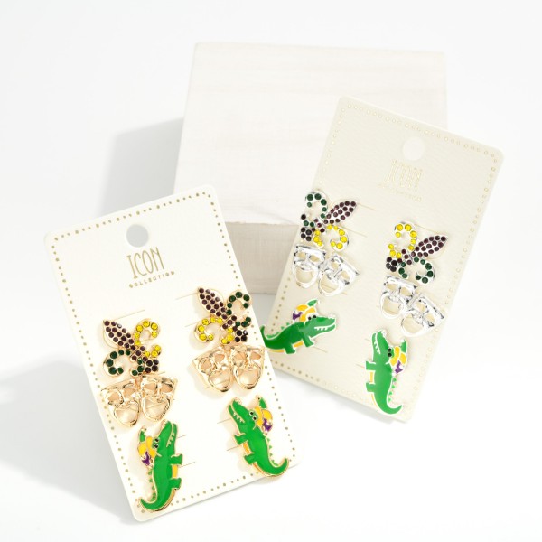 Set Of Three St. Patrick's Day Stud Earrings 

- Approximately .5"-.75" L