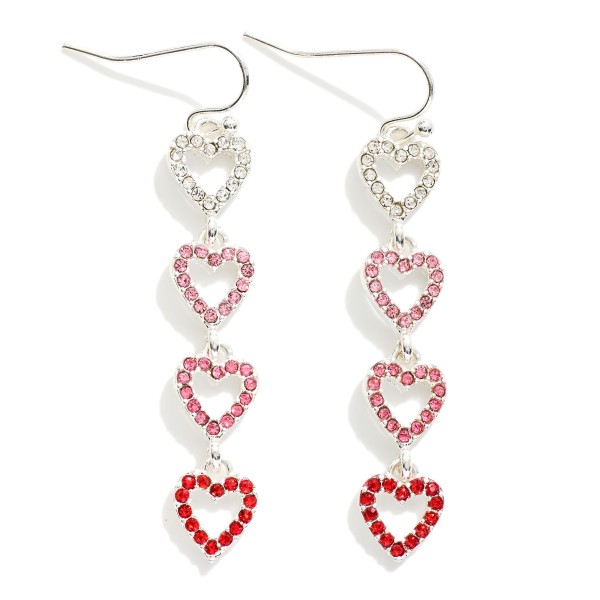 Linked Rhinestone Heart Drop Earrings 

- Approximately 2" L