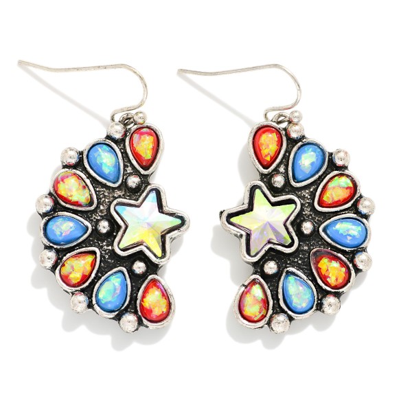 Glitter Star & Stone Half Circle Drop Earrings 

- Approximately 1.5" L