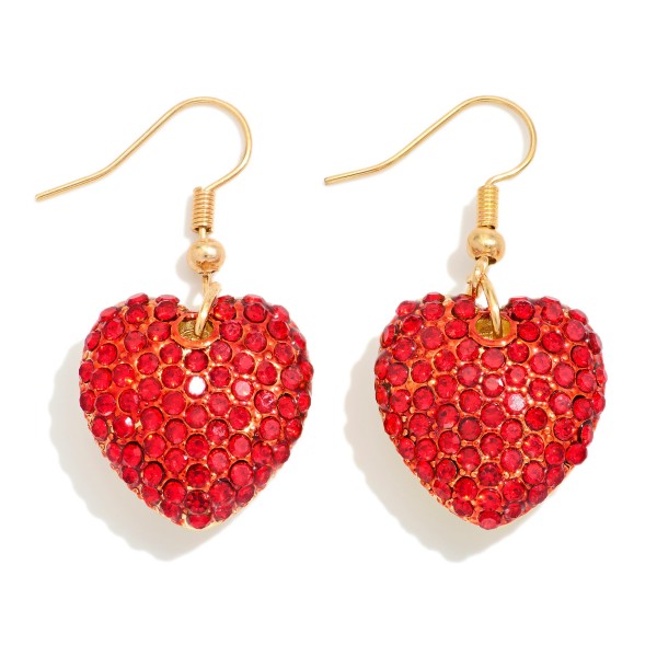 Pave Rhinestone Heart Drop Earrings 

- Approximately 1.5" L
