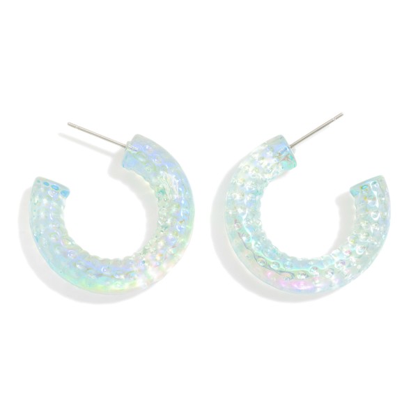 Ribbed Iridescent Acetate Hoop Earrings 

- Approximately 1" D 