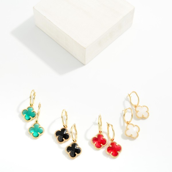 Metal Tone Hoop Earrings Featuring Glass Crystal Dangle Detail 

- Approximately 1.25" L